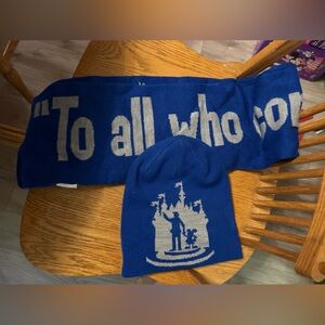 Disney Walt Disney quote and statue hat and scarf set NWOT